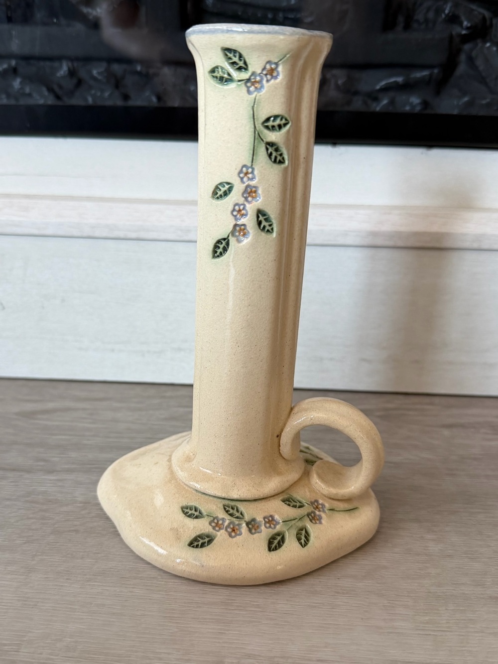 Forget Me Not clay pottery candlestick MPM